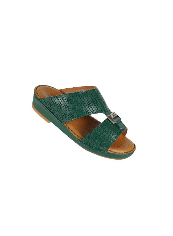 barjeel uno Barjeel Uno Boys Arabic Slippers 008-3345 BBSP1-54-Green  - Image 1