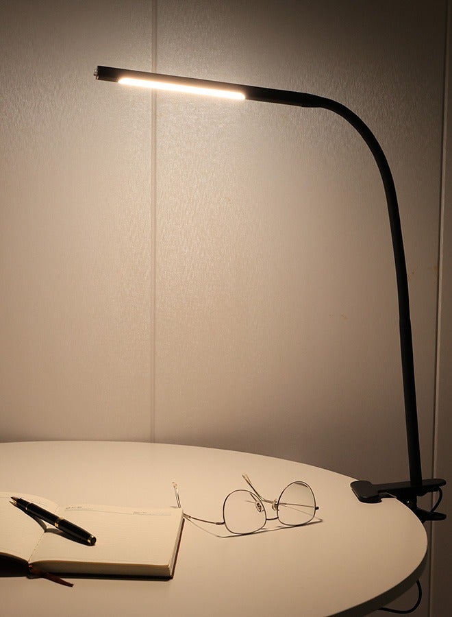 LED Desk Lamp with Clamp, Clip Reading Light with 360° PVC Rotating Hose, 3 Lighting Modes and Brightness Dimmer Light, USB Clip Light for Desk, Bed Night Light for Bedroom and Office Home Lighting - Image 5