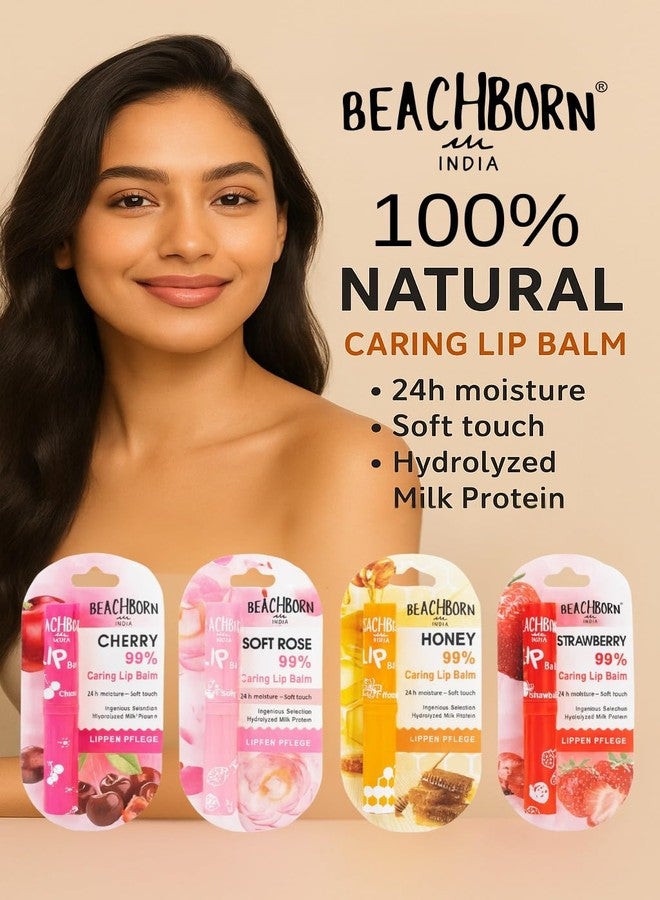 BEACHBORN Natural Lip Care Set, Cherry and Honey Flavored Lip Balm, 24Hr Moisture Formula with Hydrolyzed Milk Protein, 99% Caring Formula, (Pack of 2 - Image 5