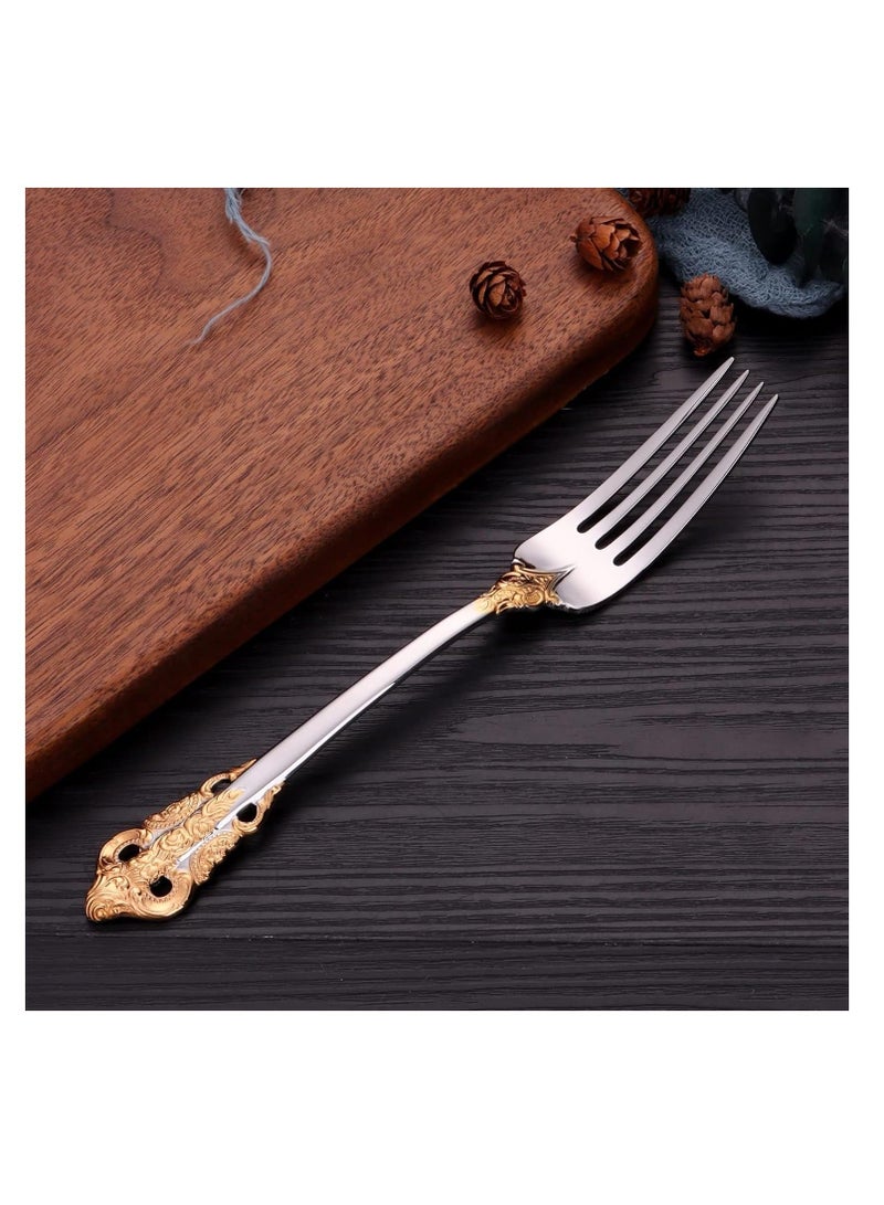 Gorgeous Cutlery Set Part Gold Knife Fork Spoon Stainless Steel Flatware Silverware 24 Pieces Tableware Service for 6 Packed in a Gift Box Dishwasher Safe Antipasto Cappuccino - Image 4