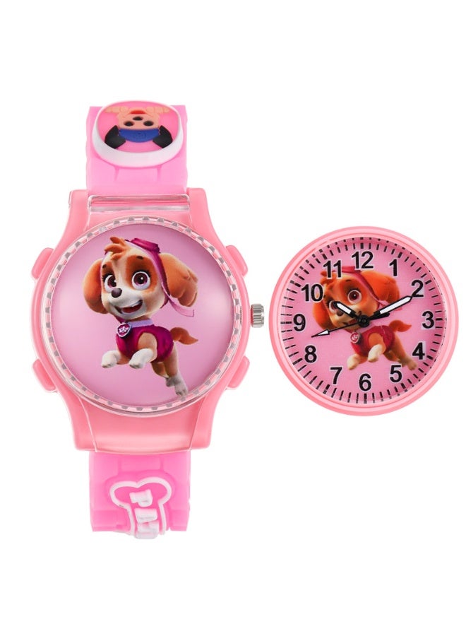 HIHILOOK Pink PAW Patrol Cartoon Flip Cover Children's Watch