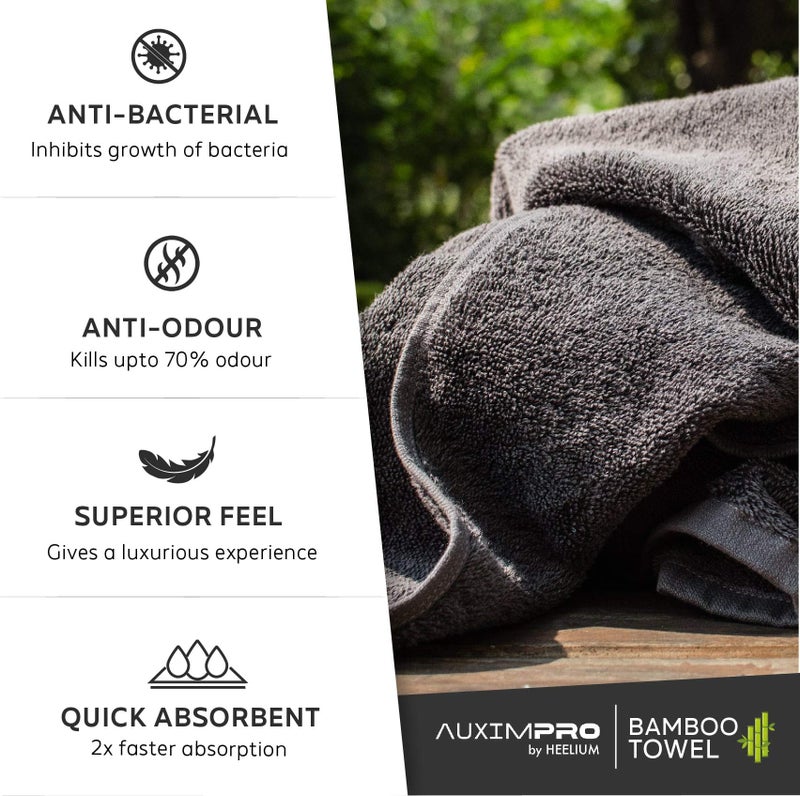AUXIMPRO Bamboo Bath & Swim Towel, Super Absorbent & Soft, Antibacterial, 600 GSM, Full Size 140 cm x 70 cm, Grey - Image 4