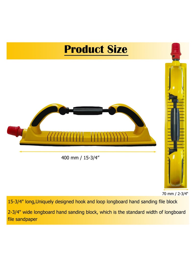 Dust Free Longboard Hand Sanding File Block, Adjustable Radius Flex with Both Hook  Loop Backing and PSA Backing Conversion Adapter Pad, for Automotive, Woodworking - Image 2