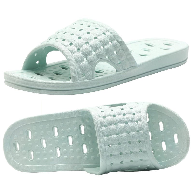 MUQGAOP Quick Drying Shower Slippers nonslip Bathroom Slippers Drain Holes Shower Shoes for Women and Men Dorm pool gym Sky Blue EU 3536 - Image 2