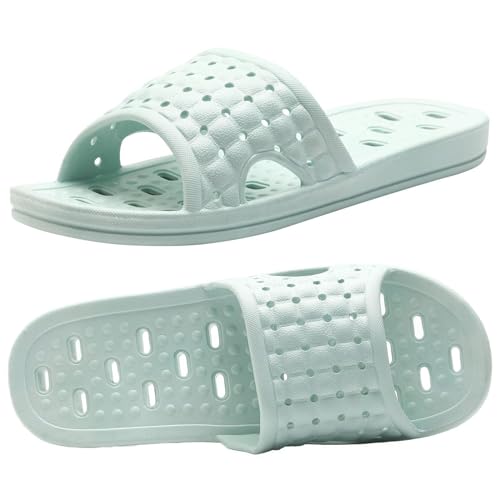 MUQGAOP Quick Drying Shower Slippers nonslip Bathroom Slippers Drain Holes Shower Shoes for Women and Men Dorm pool gym Sky Blue EU 3536 - Image 1