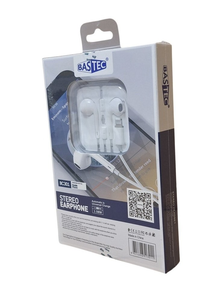 Bastec - "Experience Seamless Connectivity with the BC301 Bluetooth Wired iPhone Headset, Expertly Crafted by BASTEC - Image 1