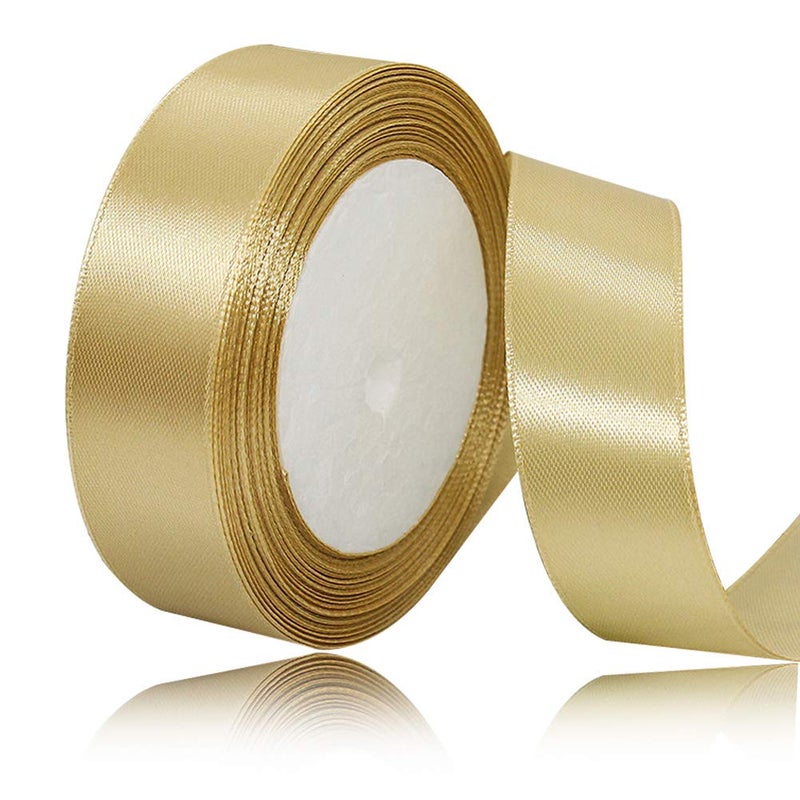Solid Color Gold Satin Ribbon 34 Inches x 25 Yards Fabric Satin Ribbon for Gift Wrapping Crafts Hair Bows Making Wreath Wedding Party Decoration and Other Sewing Projects