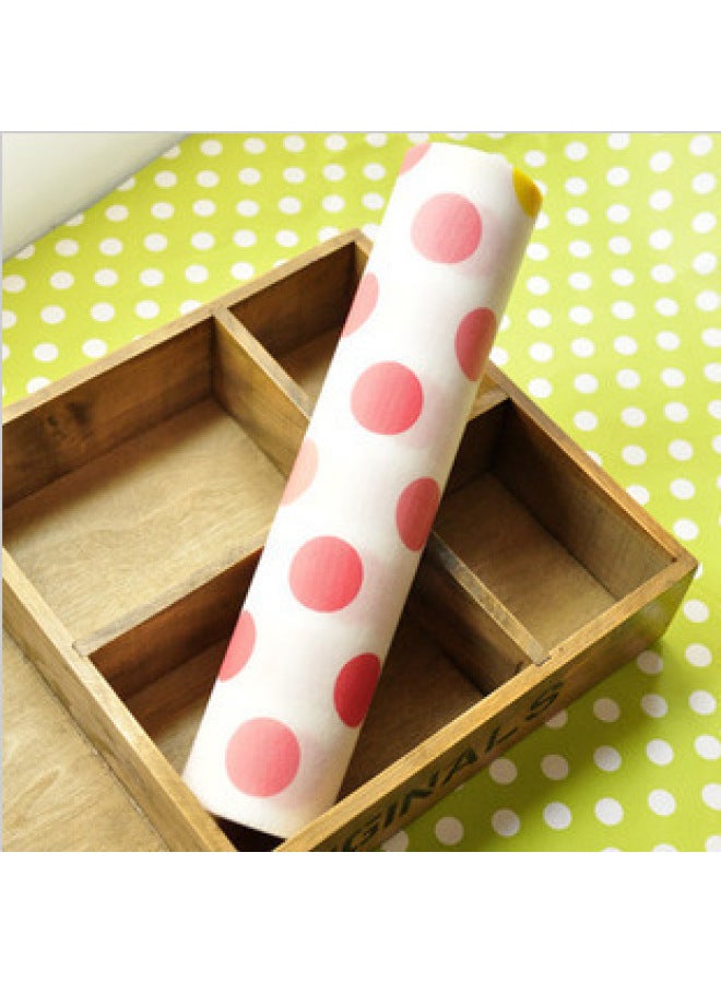 Wardrobe Moisture-proof Mat Printed Cabinet Drawer Mat Kitchen Waterproof Mat Drawer Mat Paper Shoe Cabinet Mat-Color:Red Wave Dot On White Background-Specifications:45*300cm  - Image 1