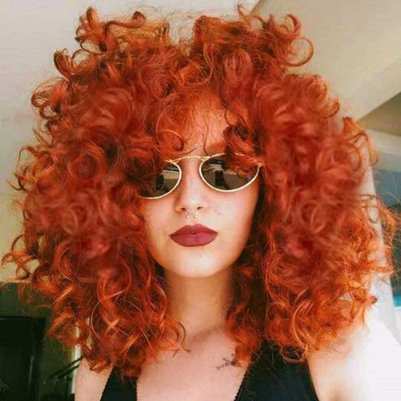 AIDUSA Short Loose Curly Wig for Black Women Short Curly Wigs for Women Curl Afro Wigs for Black Women Synthetic Hair Wig Natural for Women Soft Ginger Hair Orange