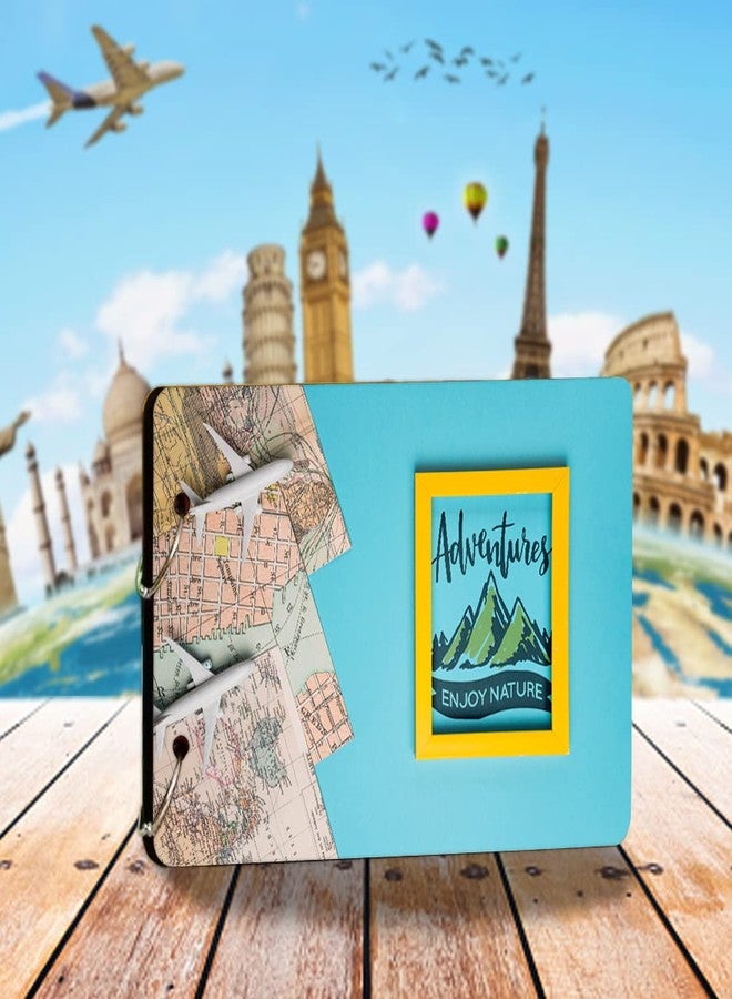 WallDaddy- Scrapbook Crafts (Enjoy Nature) Scrap Book | Wooden Photo Album | 40 Black Color Paper Size "22 X 16 cm" Wooden Photo Book | Memories Book | Photo Frame & Albums Large - Image 1