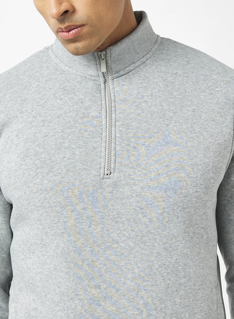 BRAVE SOUL Funnel Neck Quarter Zip Sweatshirt