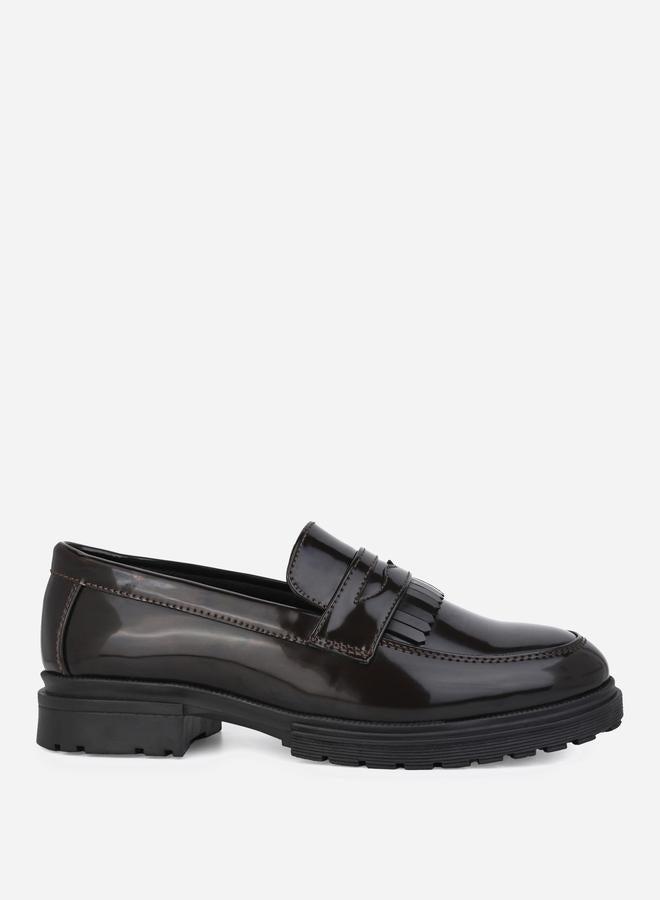 Styli Styli Faux Leather Slip On Frill Embellished Loafers  - Image 3