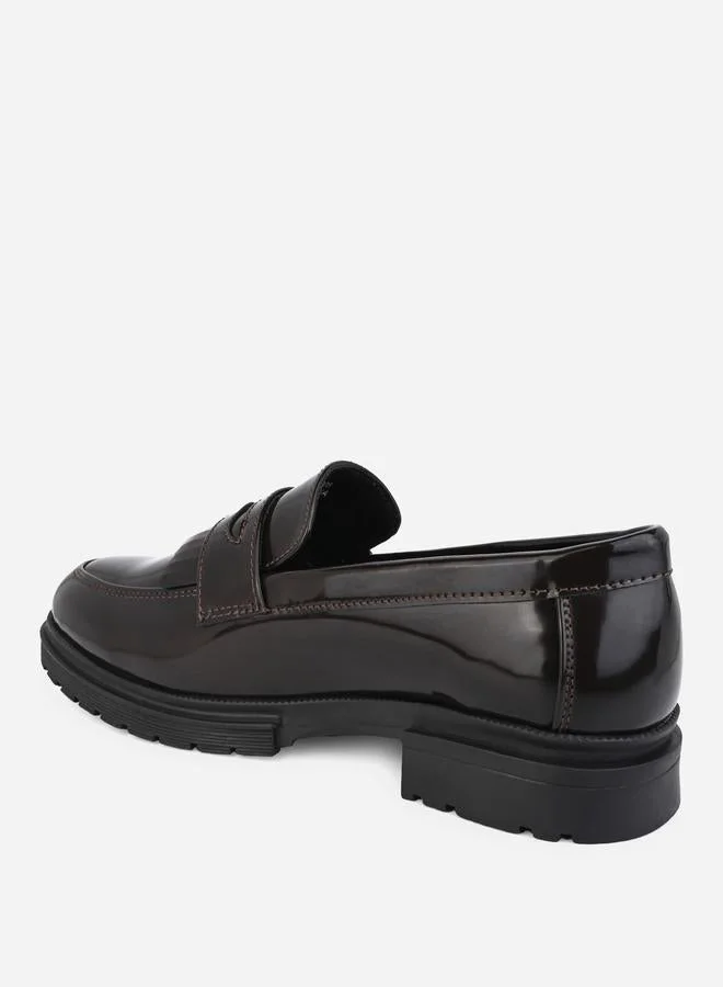 Styli Styli Faux Leather Slip On Frill Embellished Loafers