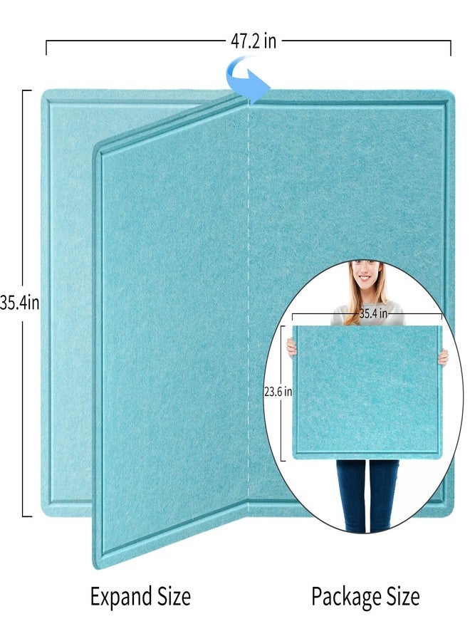 lightomorrow Large Bulletin Board - 48 x 36 Inches, Decorative Felt Pin Board for Wall - 4' x 3' Foldable Photo Display Board with Self-Adhesive Tape, includes 20 Push Pins - Turquoise Blue - Image 2