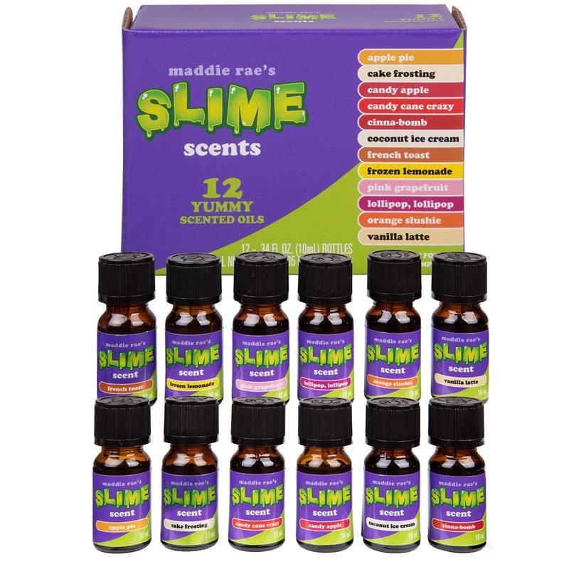 SCS Direct Maddie Rae's Slime Yummy Scented Oils (12 Pack) - X Large 10ml (.34 oz) Natural Food Fragrance Bottles for Diffusers, Aromatherapy, Essential Oil, DIY Candle & Soap Making, Crafts, Supplies, Gift - Image 1
