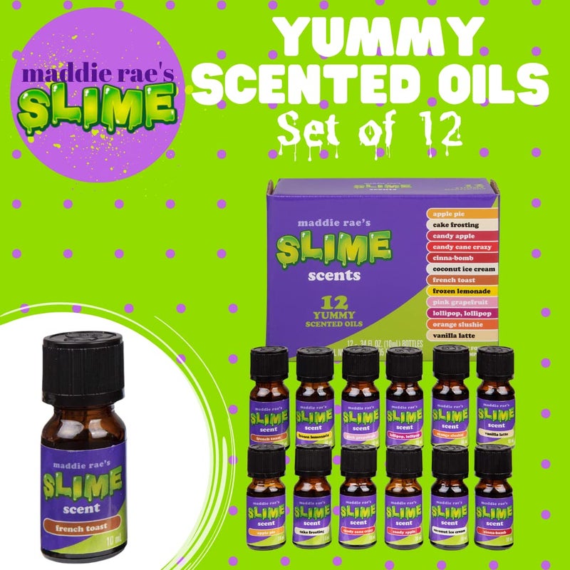 SCS Direct Maddie Rae's Slime Yummy Scented Oils (12 Pack) - X Large 10ml (.34 oz) Natural Food Fragrance Bottles for Diffusers, Aromatherapy, Essential Oil, DIY Candle & Soap Making, Crafts, Supplies, Gift - Image 2