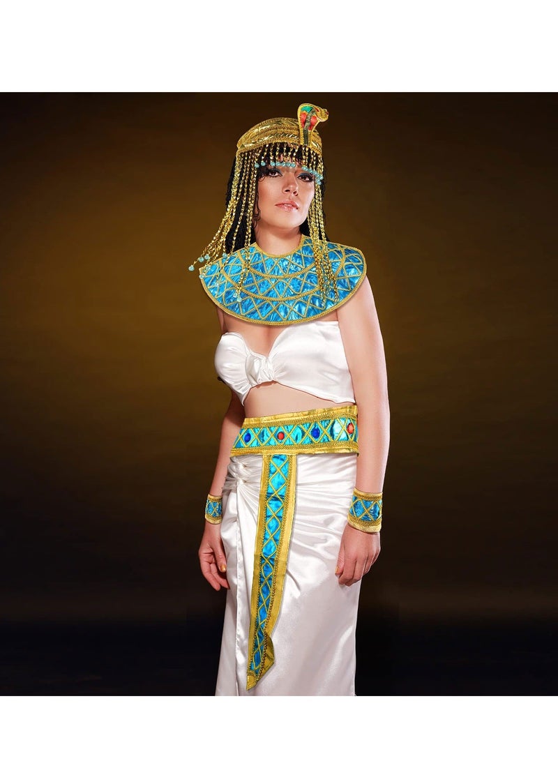 عصابة رأس مصرية نسائية على شكل ثعبان مرصع بالخرز على شكل تاج، إكسسوار تنكرية للفتيات لحفلات التنكر والحفلات التنكرية (مقاس واحد) - Image 5