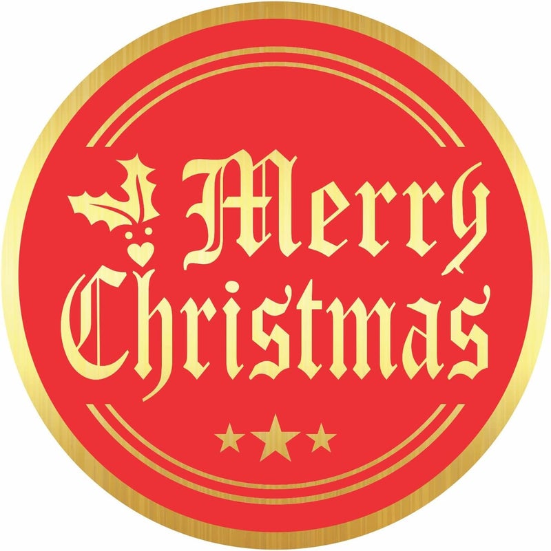 PARTH IMPEX Merry Christmas Stickers Seals Labels - (Pack of 120) 2" Large Round Gold Foil Stamping on Red for Cards Gift Envelopes Boxes - Image 1