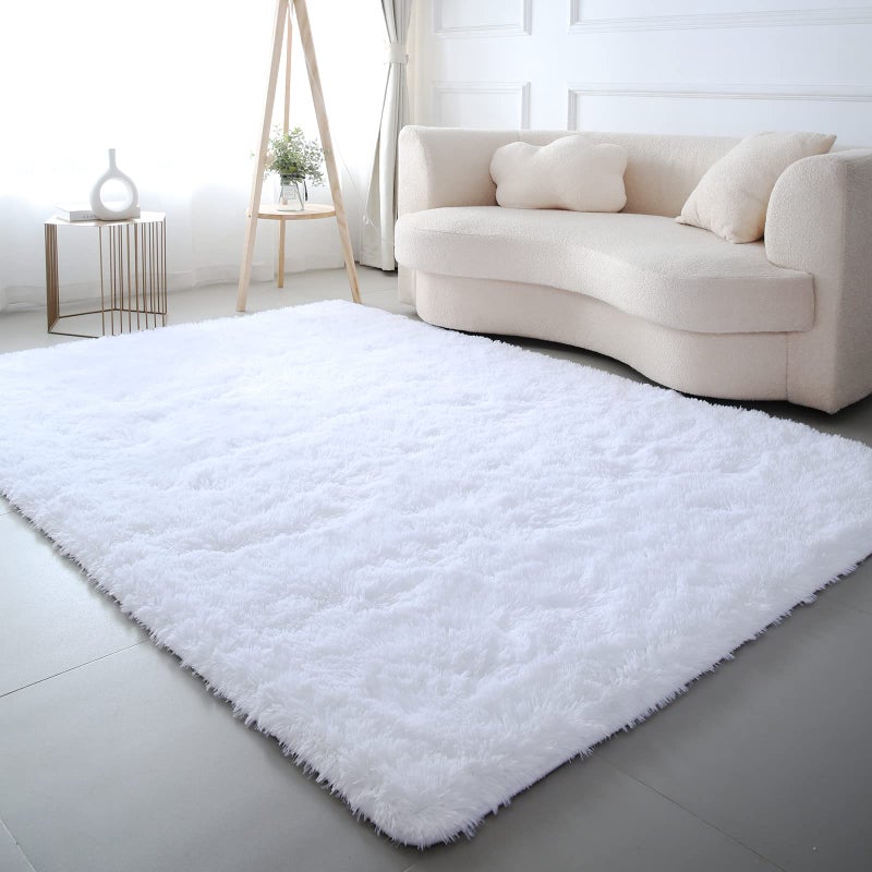 CAIYUECS Shag Area RugIndoor Ultra Soft Fluffy Plush Rugs for Bedroom Living Room NonSkid Modern Nursery Faux Fur Rugs for Kids Room Home Decor 6x9 Feet White