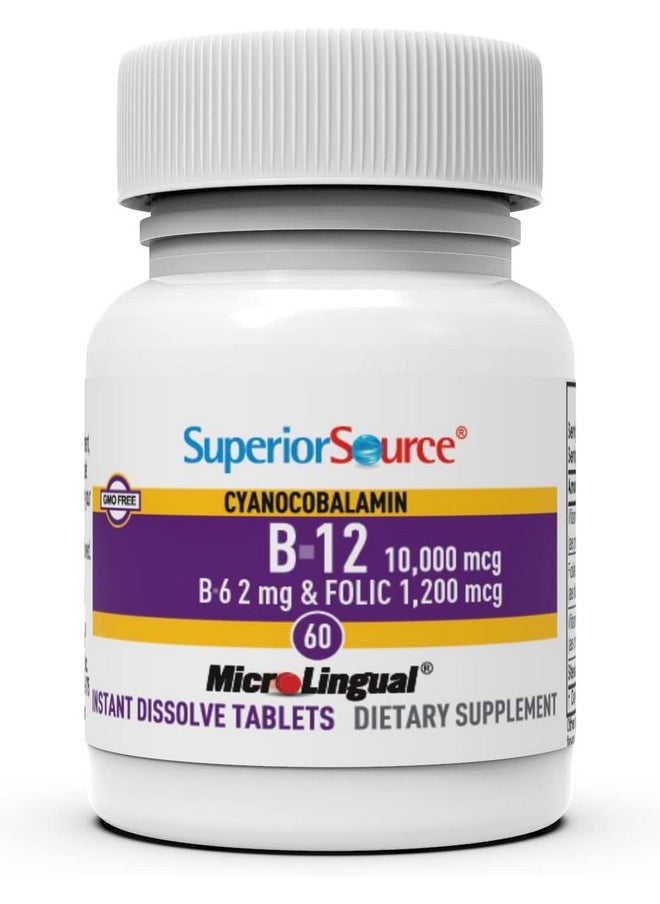 Superior Source Superior Source No Shot Vitamin B12 Cyanocobalamin (10000 mcg), B6, Folic Acid, Quick Dissolve MicroLingual Tablets, 60 Count, Increase Energy, Healthy Heart, Boost Metabolism, Stress Support, Non-GMO  - Image 3
