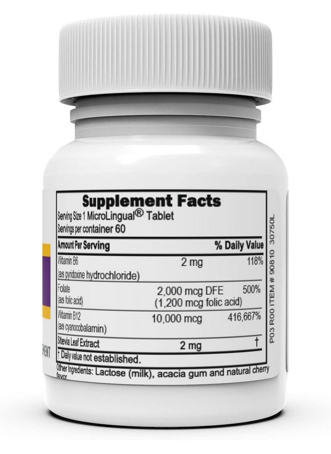 Superior Source Superior Source No Shot Vitamin B12 Cyanocobalamin (10000 mcg), B6, Folic Acid, Quick Dissolve MicroLingual Tablets, 60 Count, Increase Energy, Healthy Heart, Boost Metabolism, Stress Support, Non-GMO  - Image 2