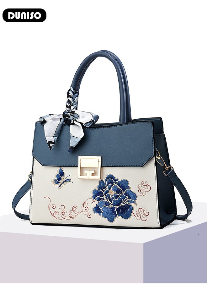 DUNISO Women's Large-capacity Shoulder Bag, Fashion Elegant Handbag, Multi-pocket PU Leather Crossbody Bag,Ladies Retro design Handbag Tote Bags Clutch Bag,Luxurious Ladies Casual Tote Purse Shoulder Bag  - Image 2