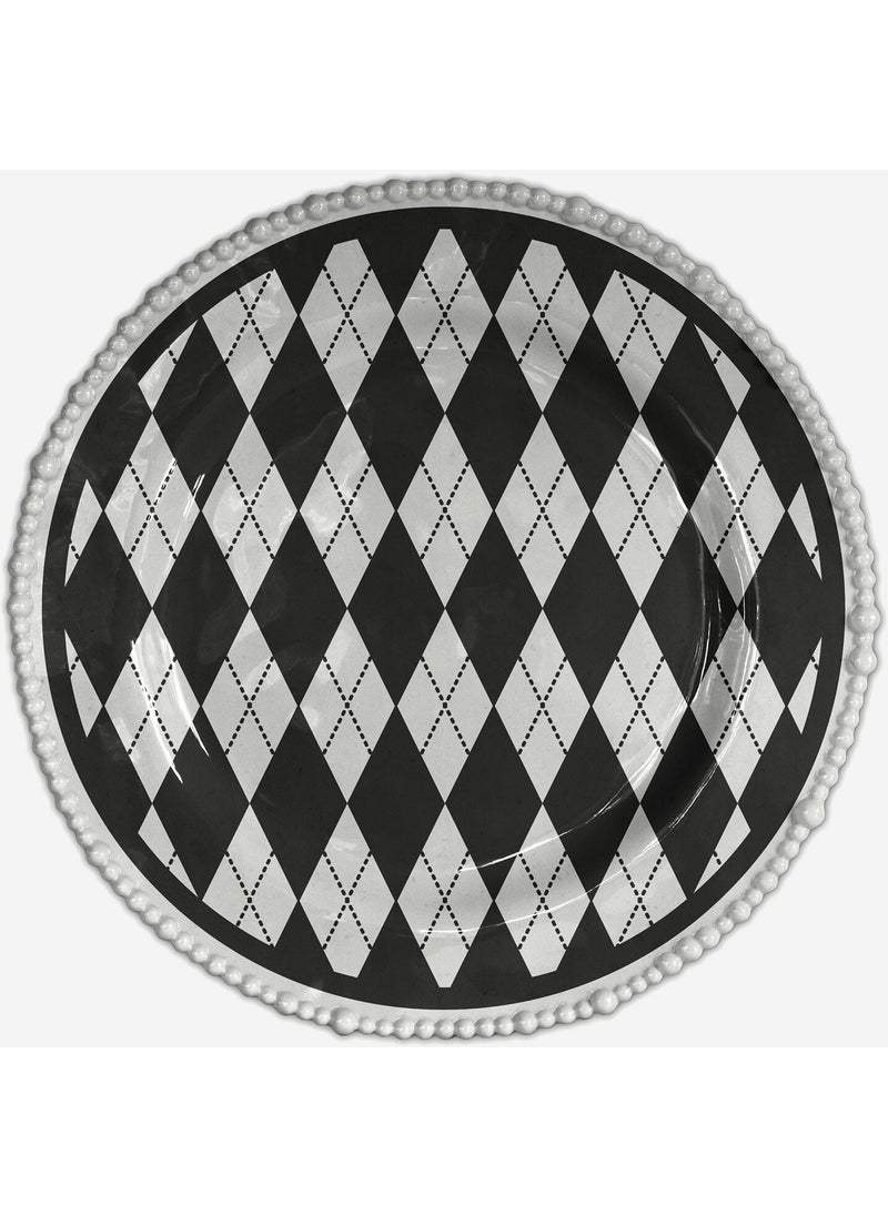 Baci milano - Black and White Melamine Cake Plate 23 Cm - Image 1