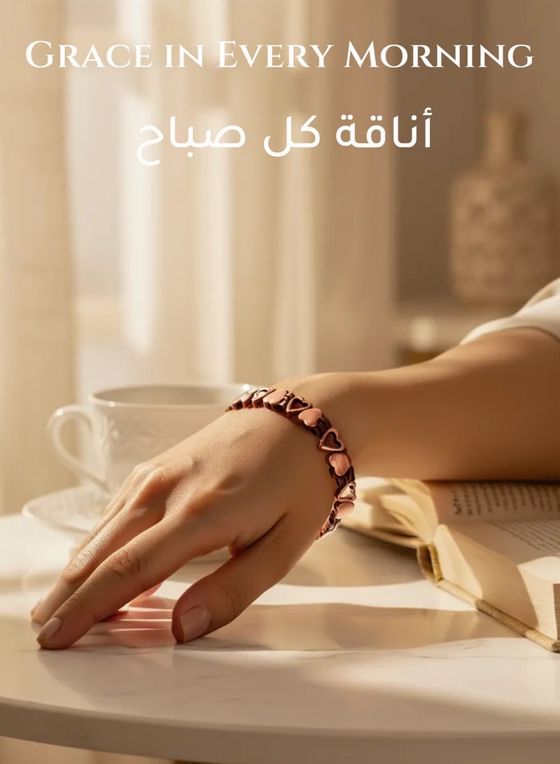 فوريكاسا سوار نحاسي للعلاج بالمجال المغناطيسي – ‎12‎ مغناطيسًا مدمجًا – نحاس نقي ‎99.99٪‎ – قابل للتعديل ‎22 سم (8.66 بوصة)‎ – ‎25 جم‎ – مع علبة هدية وأداة ضبط المقاس - Image 3
