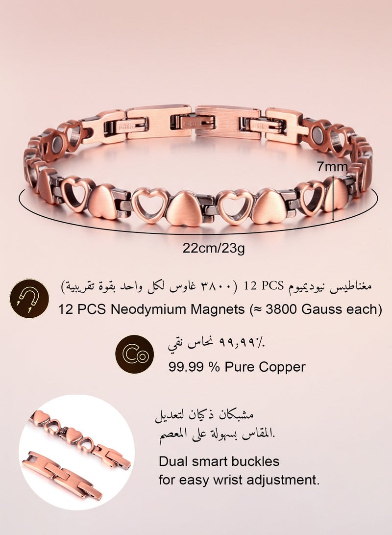 فوريكاسا سوار نحاسي للعلاج بالمجال المغناطيسي – ‎12‎ مغناطيسًا مدمجًا – نحاس نقي ‎99.99٪‎ – قابل للتعديل ‎22 سم (8.66 بوصة)‎ – ‎25 جم‎ – مع علبة هدية وأداة ضبط المقاس - Image 5