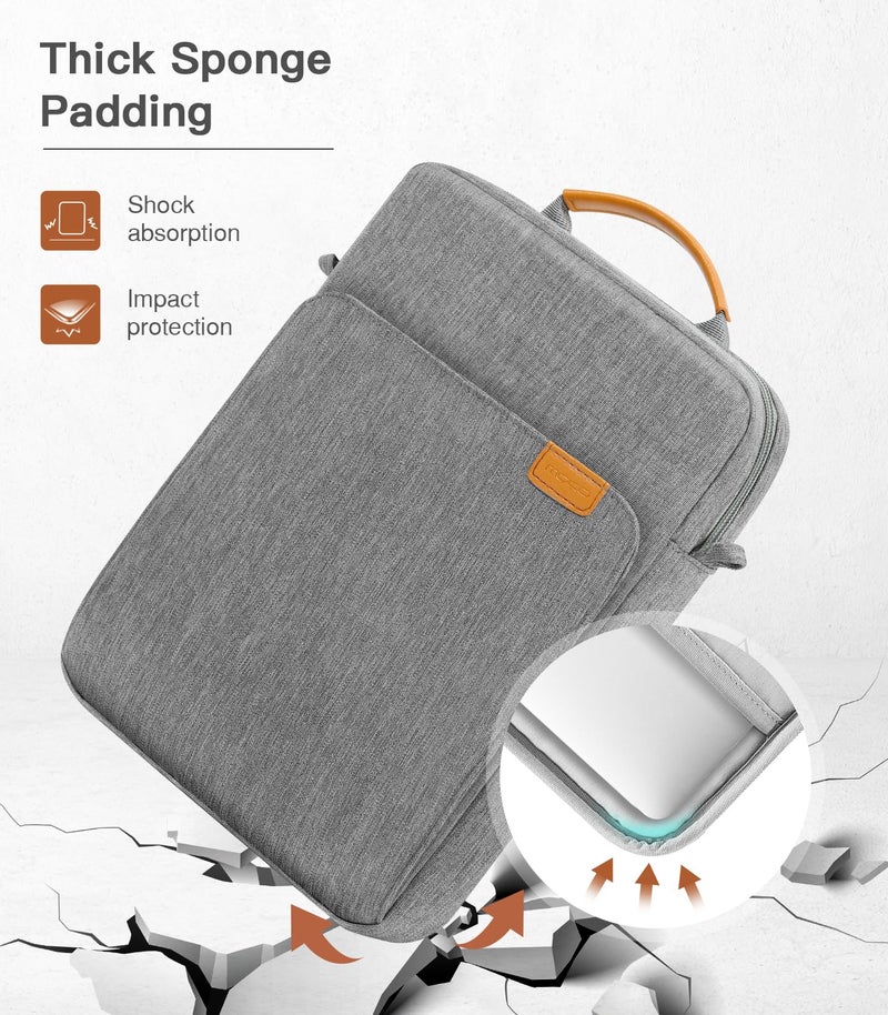 MoKo 13.3-14 Inch Laptop Sleeve Bag Fits Mac Neo 13-inch A18 Pro, Mac Pro 13.3" M2 2022/M5/M5 Pro/M5 Max 14.2" 2026, Mac Air 13.6" M5 2026, Handle Carrying Case with Shoulder Strap, Dark Gray - Image 4