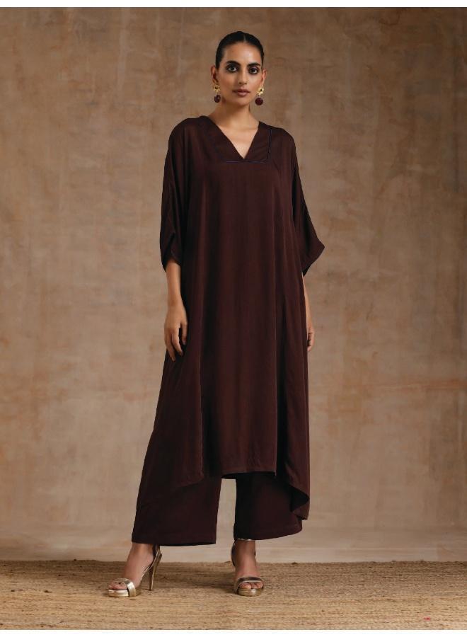trueBrowns Cola Brown Modal Oversized Kurta Set - Image 1