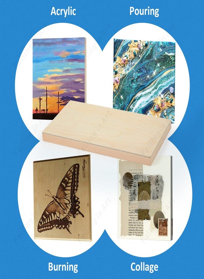 Falling in Art Unfinished Birch Wood Panels Kit for Painting, Wooden Canvas 4 Pack of 6x12’’ Studio 3/4’’ Deep, Cradle Boards for Pouring, Art, Crafts, Burning and More - Image 3