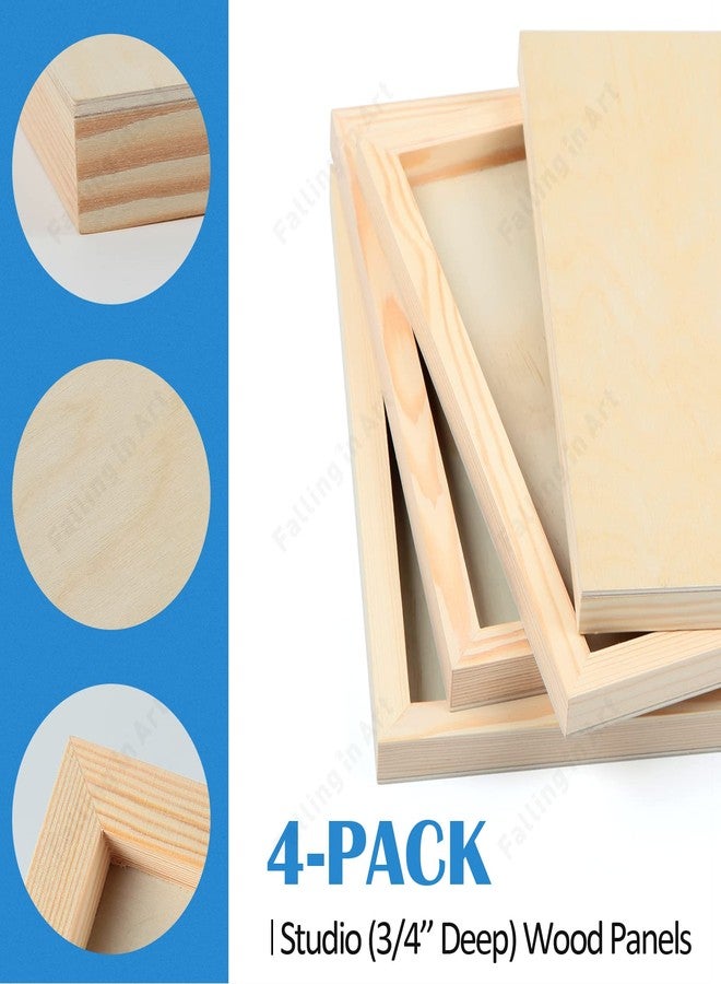 Falling in Art Unfinished Birch Wood Panels Kit for Painting, Wooden Canvas 4 Pack of 6x12’’ Studio 3/4’’ Deep, Cradle Boards for Pouring, Art, Crafts, Burning and More - Image 5