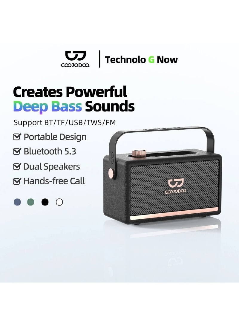 جوجودوك مكبر صوت لاسلكي GOOJODOQ بتقنية Bluetooth 5.3 المزدوجة، يدعم BT/TF/USB/TWS/FM - أسود - Image 1