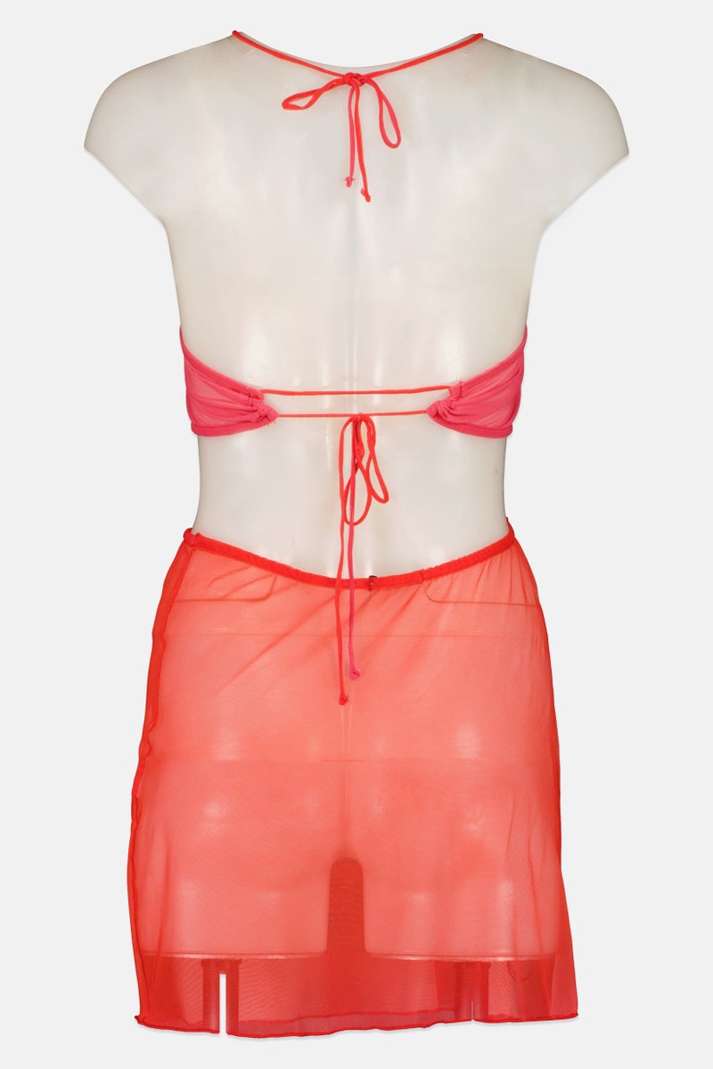 Bershka Women Textured Mini Dress, Multicolor - Image 3