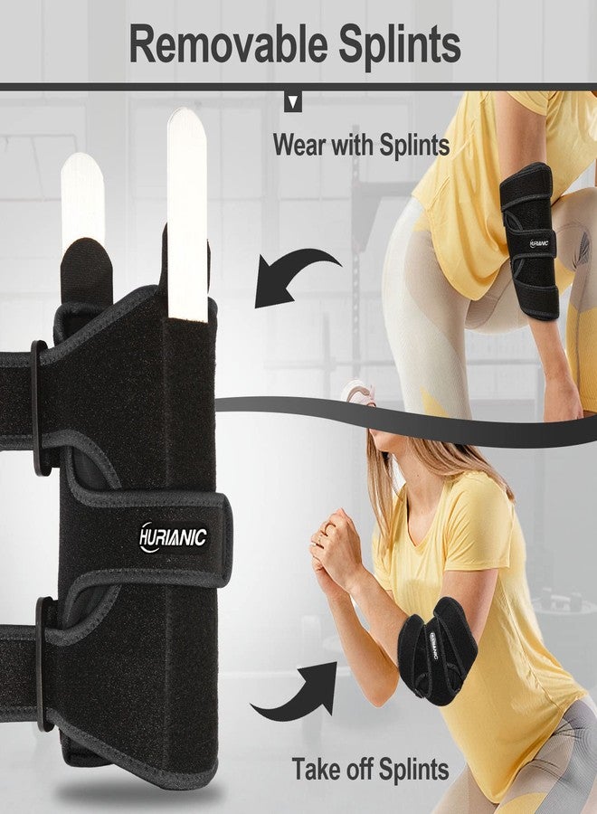 HURIANIC Elbow Brace, Tendonitis and Tennis Elbow pain Relief, Adjustable Stabilizer with Splint for Ulnar Nerve Entrapment and Cubital Tunnel Syndrome, Arm Support straps for Night Sleep Fit Men& Women Black - Image 4