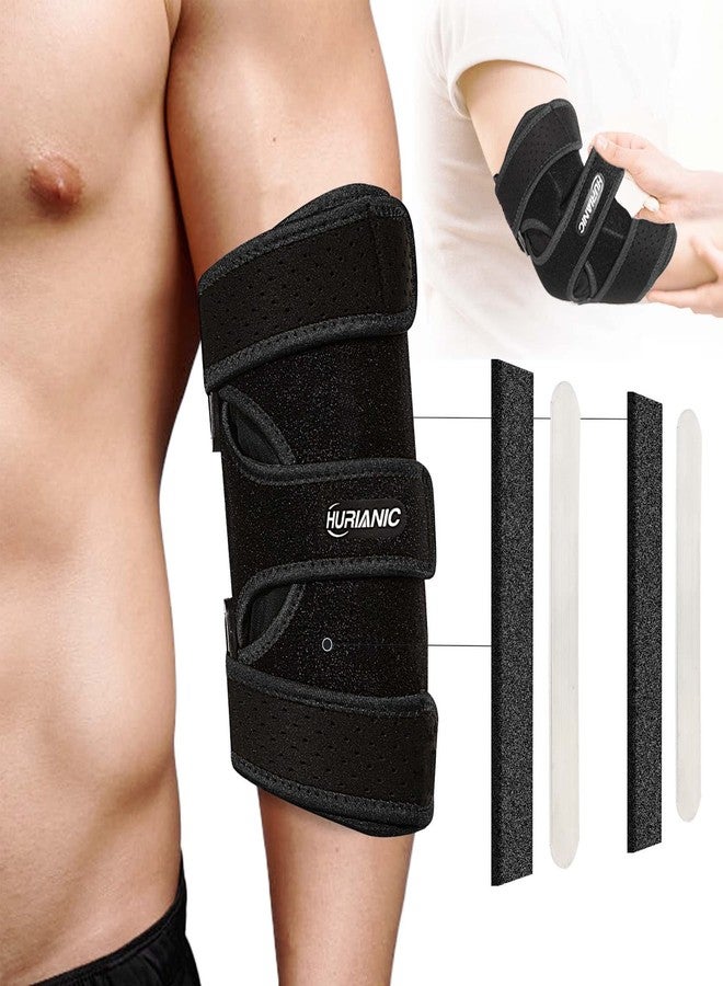 HURIANIC Elbow Brace, Tendonitis and Tennis Elbow pain Relief, Adjustable Stabilizer with Splint for Ulnar Nerve Entrapment and Cubital Tunnel Syndrome, Arm Support straps for Night Sleep Fit Men& Women Black - Image 1