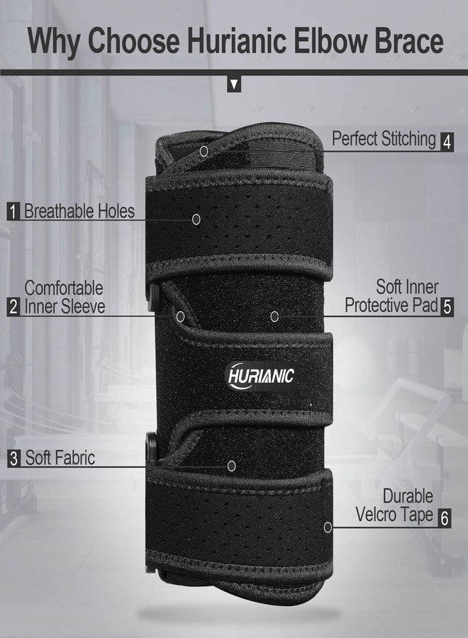 HURIANIC Elbow Brace, Tendonitis and Tennis Elbow pain Relief, Adjustable Stabilizer with Splint for Ulnar Nerve Entrapment and Cubital Tunnel Syndrome, Arm Support straps for Night Sleep Fit Men& Women Black - Image 5
