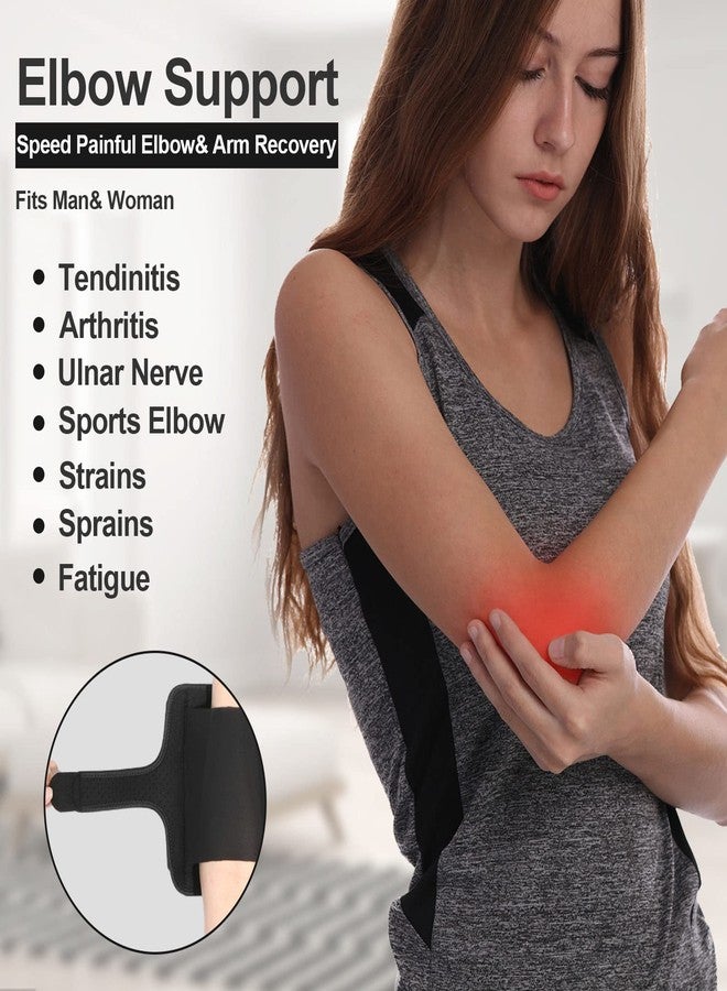 HURIANIC Elbow Brace, Tendonitis and Tennis Elbow pain Relief, Adjustable Stabilizer with Splint for Ulnar Nerve Entrapment and Cubital Tunnel Syndrome, Arm Support straps for Night Sleep Fit Men& Women Black - Image 2