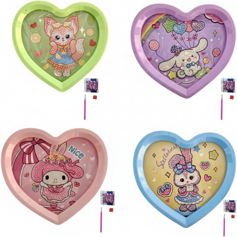 Diamond Painting Kits for Kids, Diamond Arts Kits for Kids with Plastic Frame, Butterfly Gem Art and Crafts Kits for Diamond Painting Pictures, Arts Craft for Home Decor - Assorted design (1 Piece)