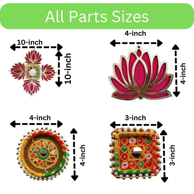 PREETENCY Handmade Set of 26 Pink Lotus Chudi Diya Rangoli Candles with Wax with Multi Color Rings for Diwali Ganesh Chaturthi Laxmi Pooja Home Temple Rangoli Diya Floor Decoration - Image 3