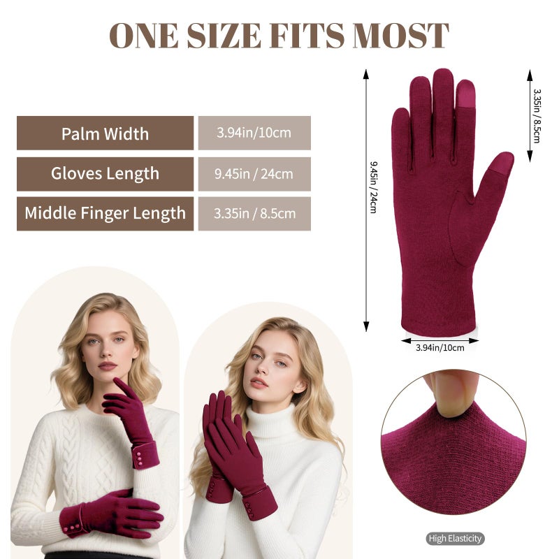 woogwin Womens Winter Gloves Touch Screen Warm Fleece Lined Thick Thermal Windproof Ladies Snow Gloves for Cold Weather (Winered) - Image 5