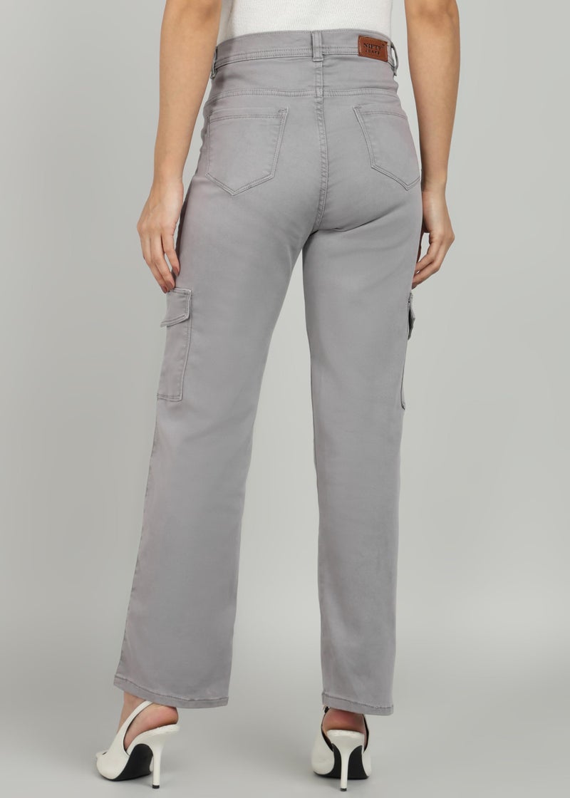 Nifty Women's Denim Relaxed Fit Grey Cargo Jeans (1466_Gry_34_Grey_34) - Image 5