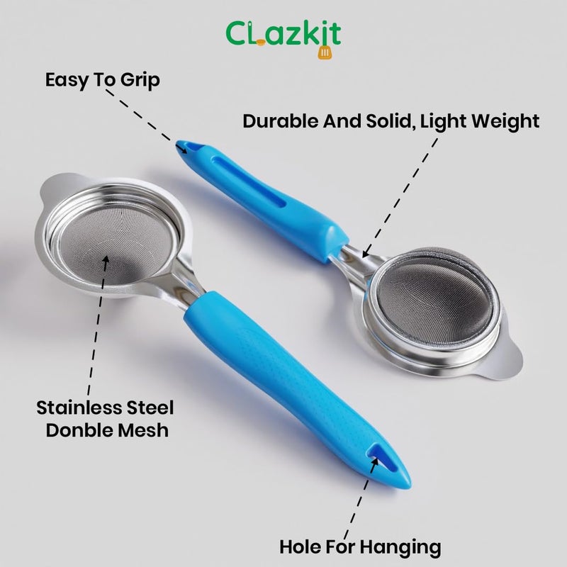 Clazkit Double MESH Tea Coffee Strainer Chai Chhalni/Tea Filter/Juice and Oil Filter I Fitted with Extra Layer of Ultra fine SS Mesh I Stainless Steel I Standard Size for Indian Families. - Image 5