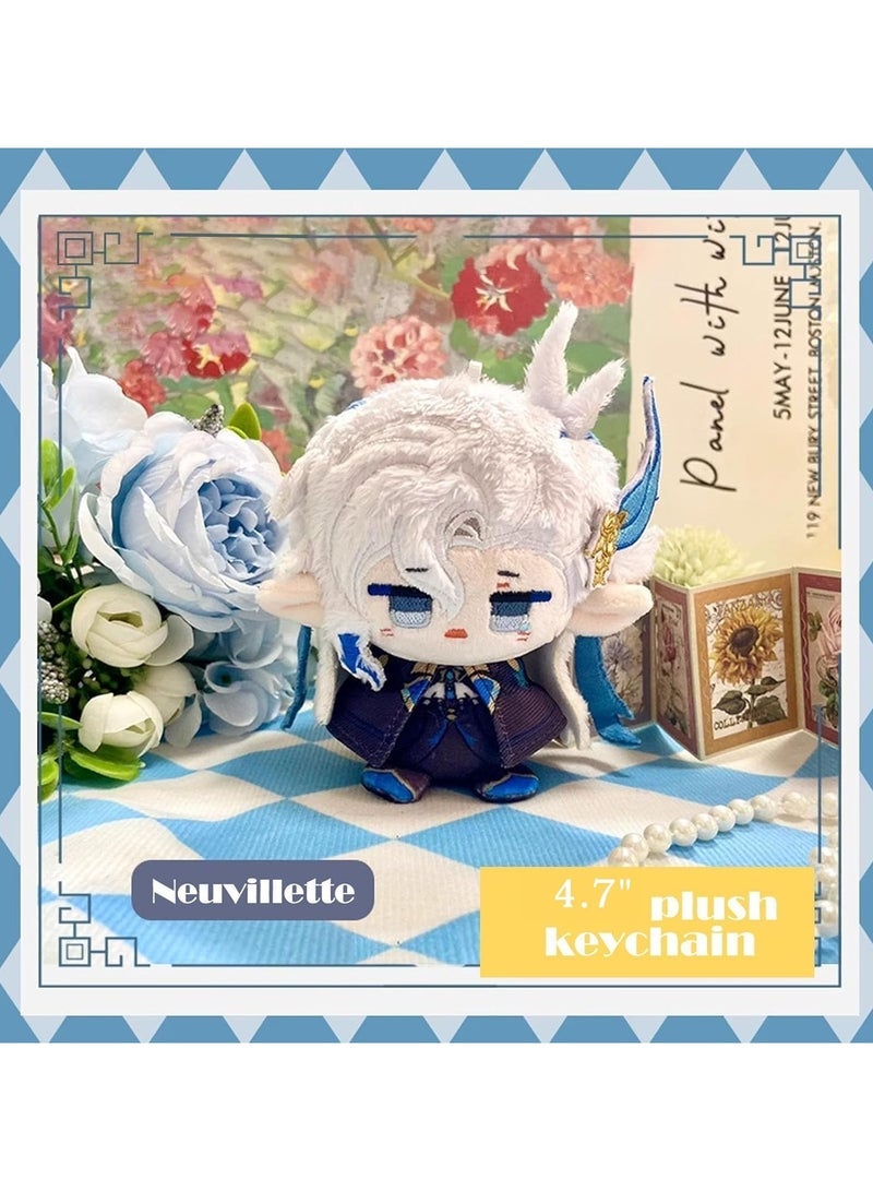general Small Size Genshin Impact Figurine Plush Doll - Neuvillette Plush Toy (4 inch), Keychain Anime Character Soft Plush Gift for Gaming Fans - Image 2