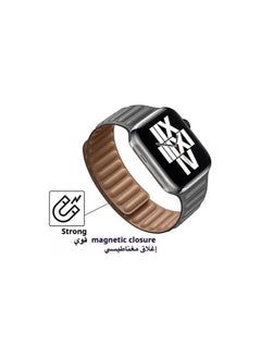 Anmi Leather Magnetic loop Strap Compatible with Apple watch Series Ultra 2 | 9 | 8 Ultra | 8 | 7 | 6 | 5 | 4 | 3 | SE, strap for iWatch Apple Watch Band 42mm 44mm 45mm 49mm (Grey)  - Image 2