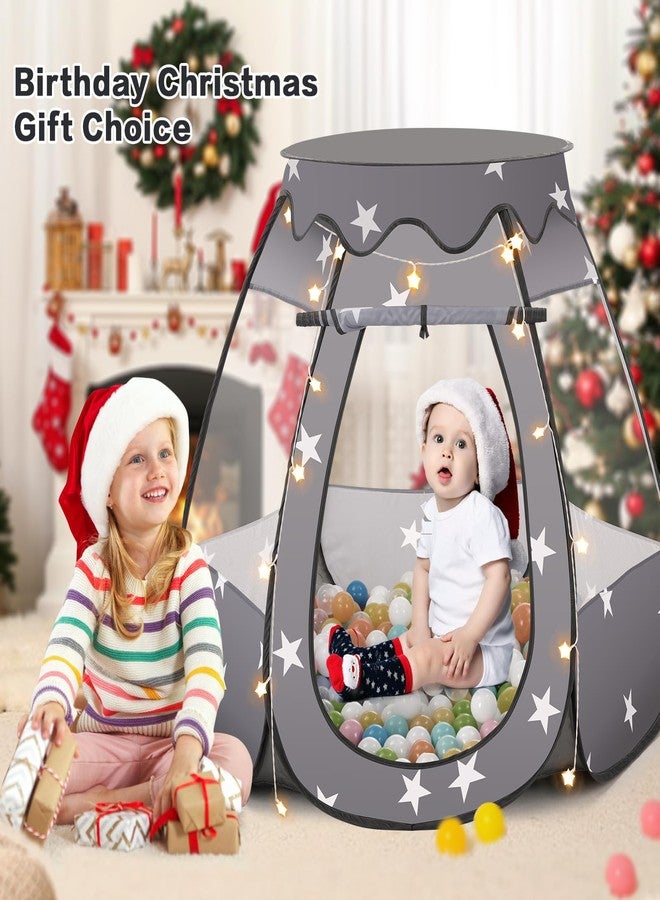 GeerWest Baby Ball Pit for Toddler: with Star Lights - Pop Up Princess Play Tent for Kids - Indoor Outdoor Baby Girl Toys Birthday Gifts - NO Balls (Black Tent) - Image 3