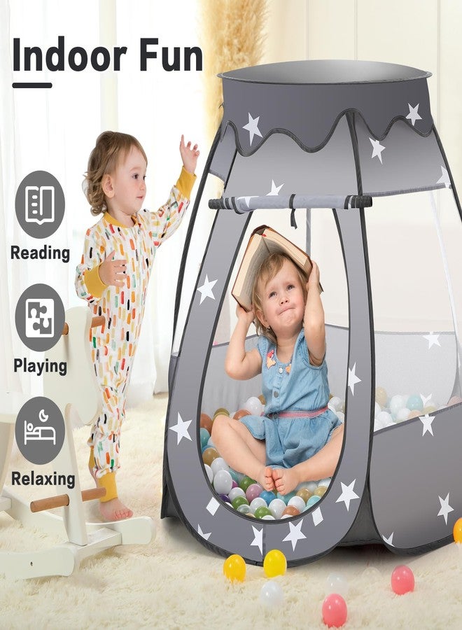 GeerWest Baby Ball Pit for Toddler: with Star Lights - Pop Up Princess Play Tent for Kids - Indoor Outdoor Baby Girl Toys Birthday Gifts - NO Balls (Black Tent) - Image 4
