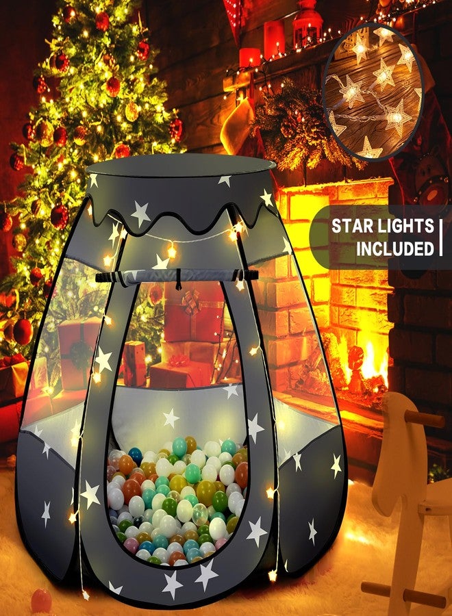 GeerWest Baby Ball Pit for Toddler: with Star Lights - Pop Up Princess Play Tent for Kids - Indoor Outdoor Baby Girl Toys Birthday Gifts - NO Balls (Black Tent) - Image 2