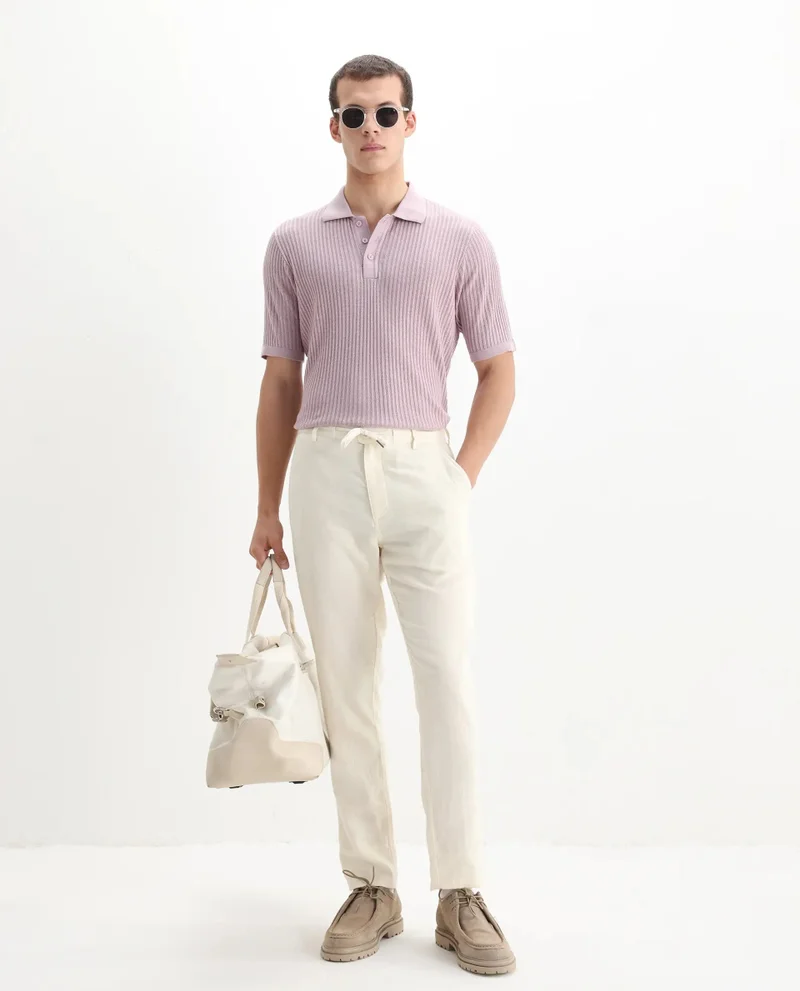 Rare Rabbit Rare Rabbit Men Devr Dusky Pink Cotton Tencel Fabric Short Sleeve Polo